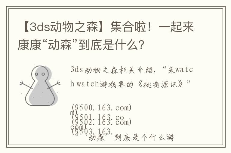 【3ds动物之森】集合啦!一起来康康“动森”到底是什么?