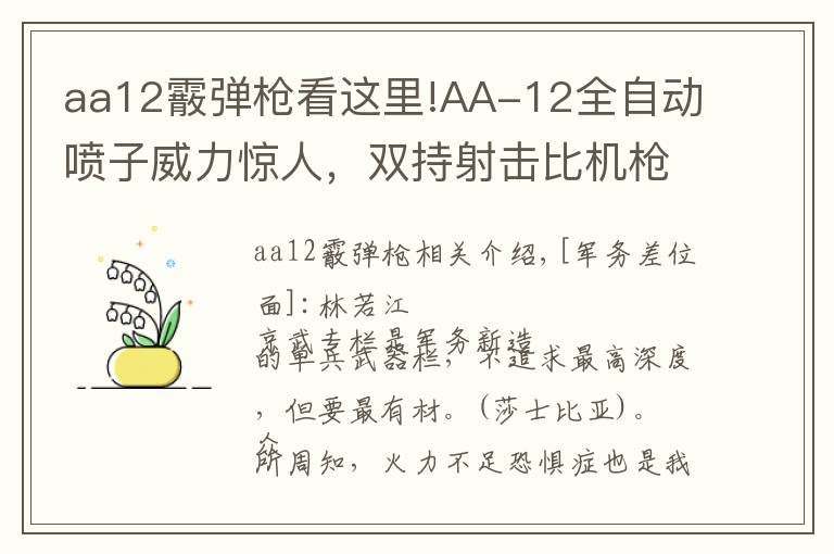 aa12霰弹枪看这里!AA-12全自动喷子威力惊人,双持射击比机枪还猛
