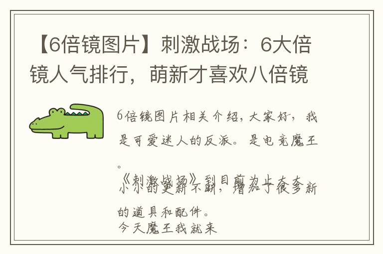 【6倍镜图片】刺激战场:6大倍镜人气排行,萌新才喜欢八倍镜,老玩家都爱这个