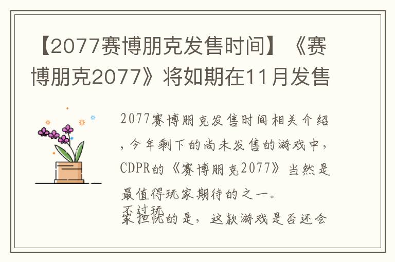 【2077赛博朋克发售时间】《赛博朋克2077》将如期在11月发售 不会再跳票