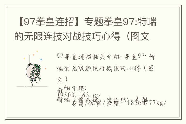 【97拳皇连招】专题拳皇97:特瑞的无限连技对战技巧心得(图文)