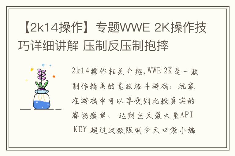 【2k14操作】专题WWE 2K操作技巧详细讲解 压制反压制抱摔