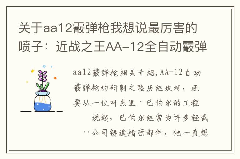 关于aa12霰弹枪我想说最厉害的喷子:近战之王AA-12全自动霰弹枪
