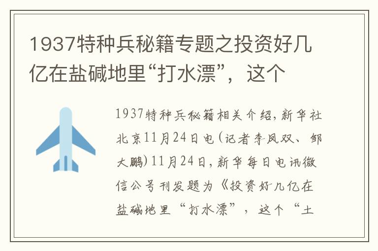 1937特种兵秘籍专题之投资好几亿在盐碱地里“打水漂”，这个“土老板”到底图啥？