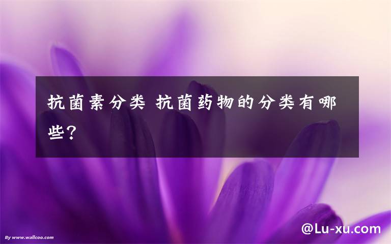 抗菌素分类 抗菌药物的分类有哪些?