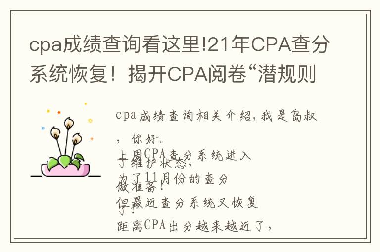 cpa成绩查询看这里!21年CPA查分系统恢复!揭开CPA阅卷“潜规则”