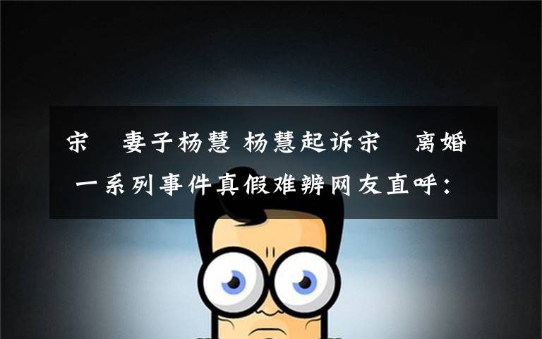 宋喆妻子杨慧 杨慧起诉宋喆离婚 一系列事件真假难辨网友直呼:太烧脑