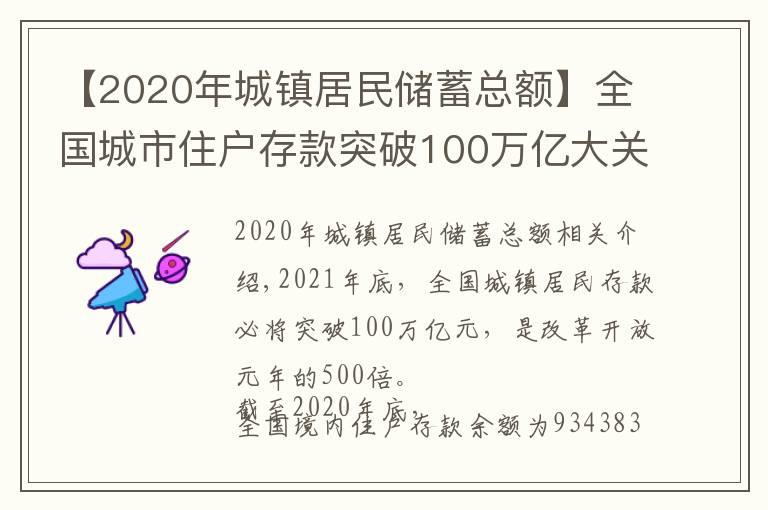 【2020年城镇居民储蓄总额】全国城市住户存款突破100万亿大关,看你的家乡人均存款排在哪里