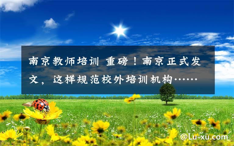 南京教师培训 重磅!南京正式发文,这样规范校外培训机构……