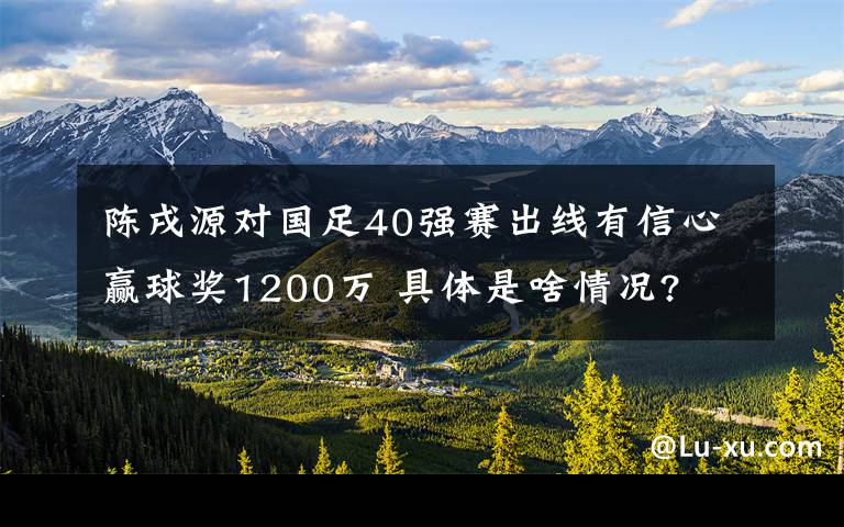 陈戌源对国足40强赛出线有信心赢球奖1200万 具体是啥情况?