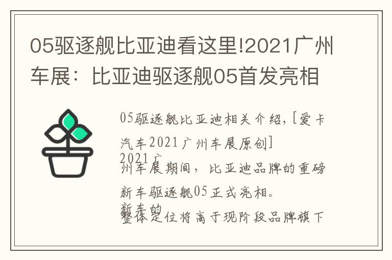 05驱逐舰比亚迪看这里!2021广州车展：比亚迪驱逐舰05首发亮相