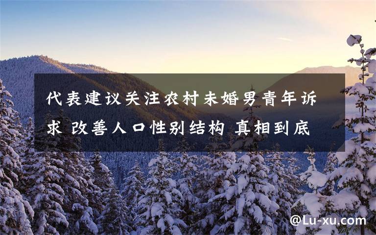 代表建议关注农村未婚男青年诉求 改善人口性别结构 真相到底是怎样的?
