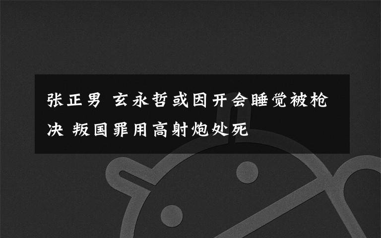 张正男 玄永哲或因开会睡觉被枪决 叛国罪用高射炮处死