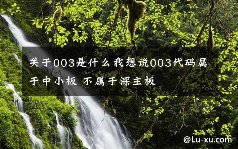 关于003是什么我想说003代码属于中小板 不属于深主板