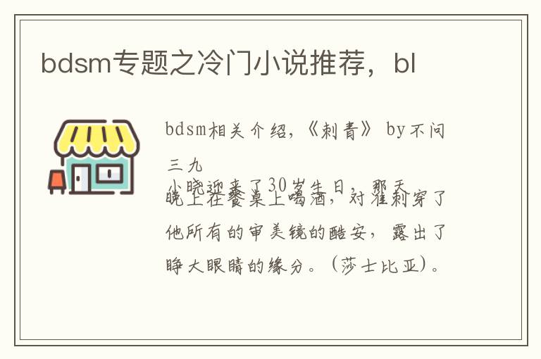 bdsm专题之冷门小说推荐，bl