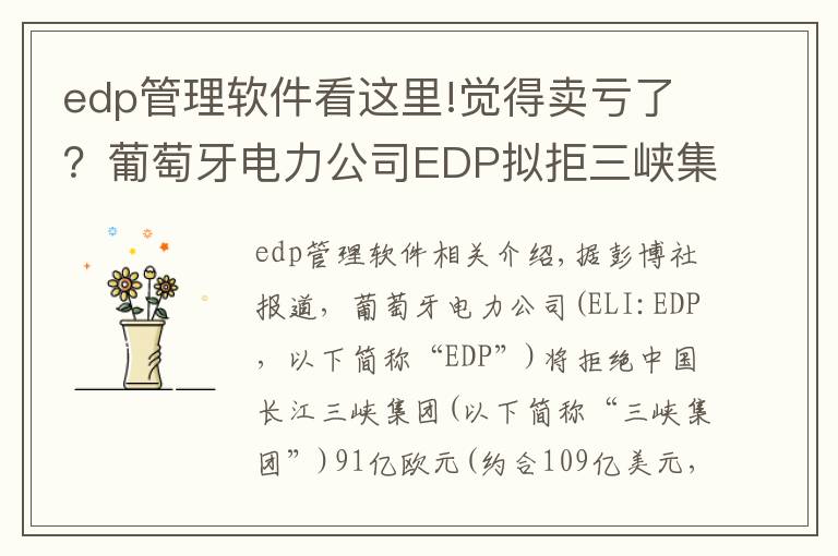 edp管理软件看这里!觉得卖亏了?葡萄牙电力公司EDP拟拒三峡集团91亿欧收购报价