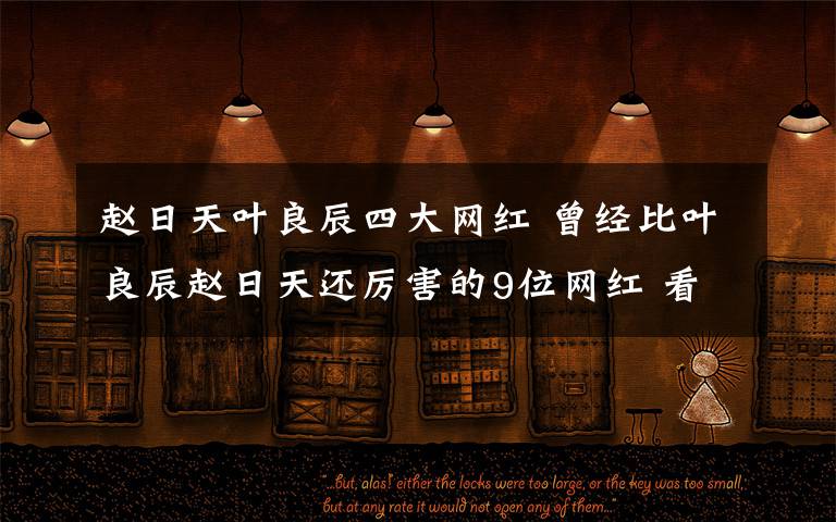 赵日天叶良辰四大网红 曾经比叶良辰赵日天还厉害的9位网红 看到哪个你服了?