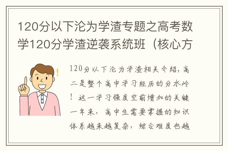 120分以下沦为学渣专题之高考数学120分学渣逆袭系统班(核心方法+秒杀技巧+解题大招)