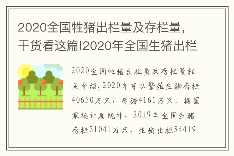 2020全国牲猪出栏量及存栏量,干货看这篇!2020年全国生猪出栏52704万头,比上年下降3.2%