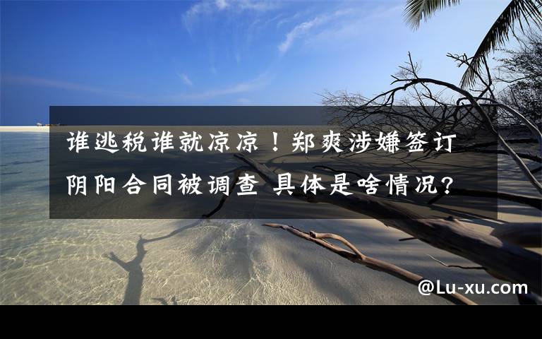 谁逃税谁就凉凉!郑爽涉嫌签订阴阳合同被调查 具体是啥情况?