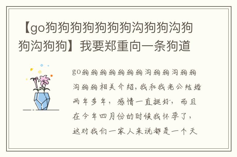 【go狗狗狗狗狗狗狗沟狗狗沟狗狗沟狗狗】我要郑重向一条狗道歉