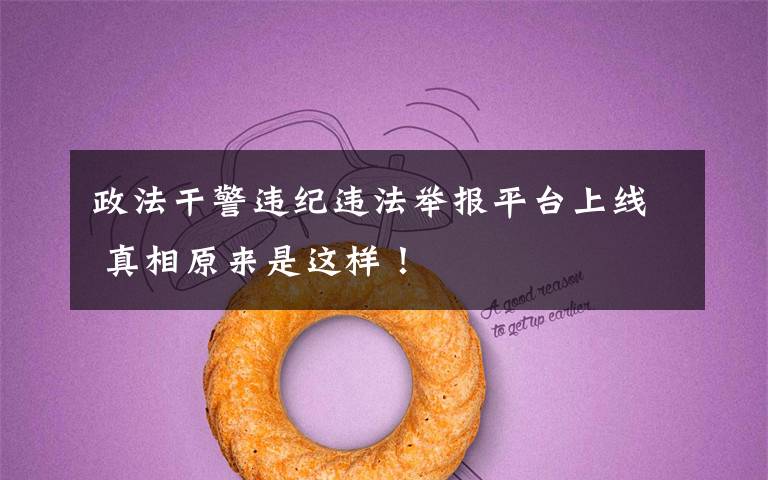 政法干警违纪违法举报平台上线 真相原来是这样!