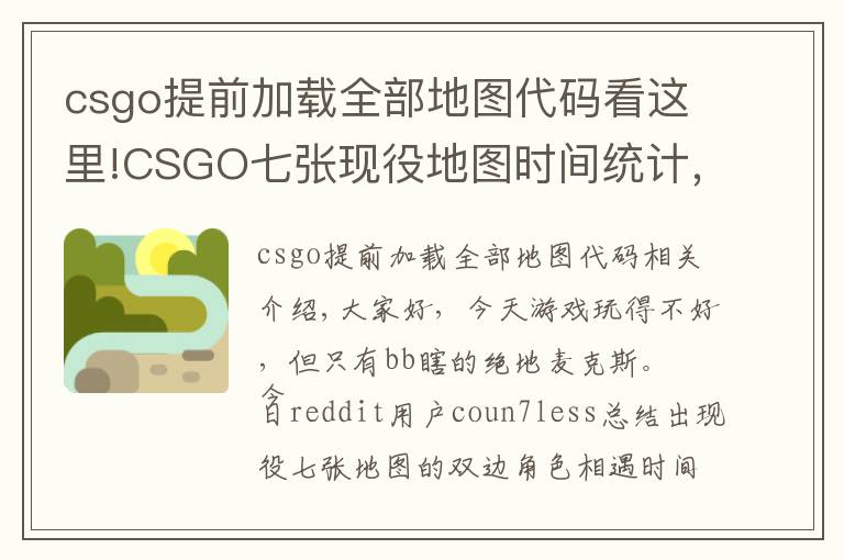 csgo提前加载全部地图代码看这里!CSGO七张现役地图时间统计,看懂你就会抓对面的timing