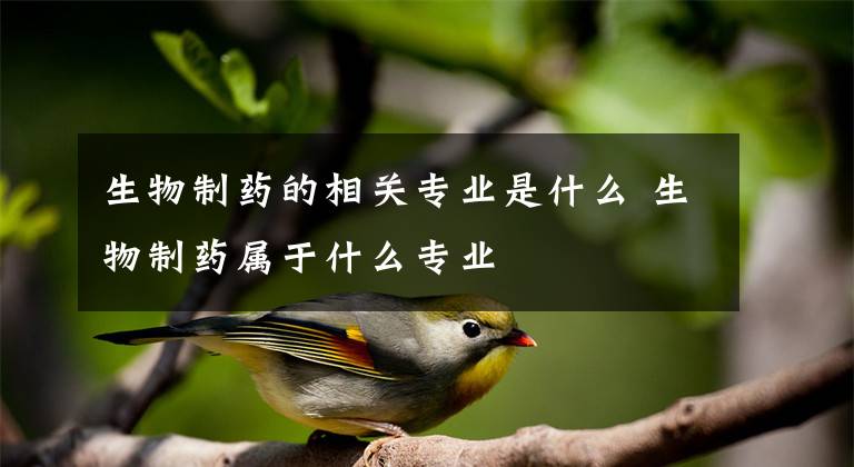 生物制药的相关专业是什么 生物制药属于什么专业