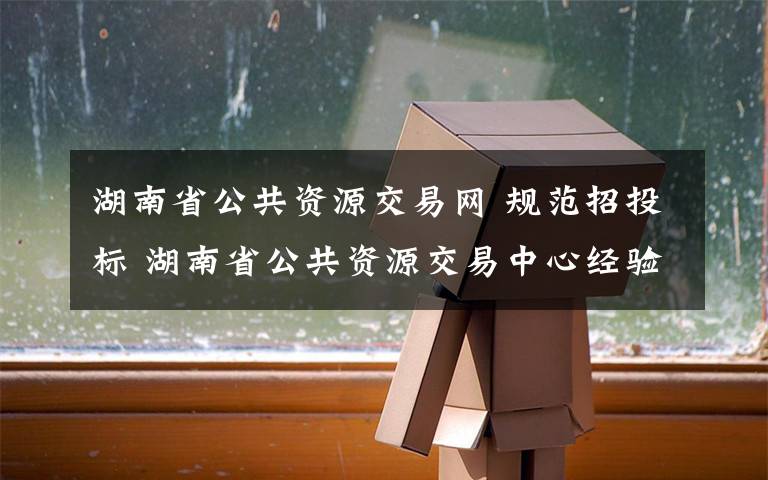 湖南省公共资源交易网 规范招投标 湖南省公共资源交易中心经验在全省推介