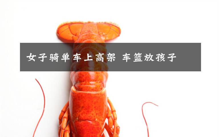 女子骑单车上高架 车篮放孩子