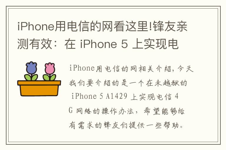 iPhone用电信的网看这里!锋友亲测有效:在 iPhone 5 上实现电信 4G