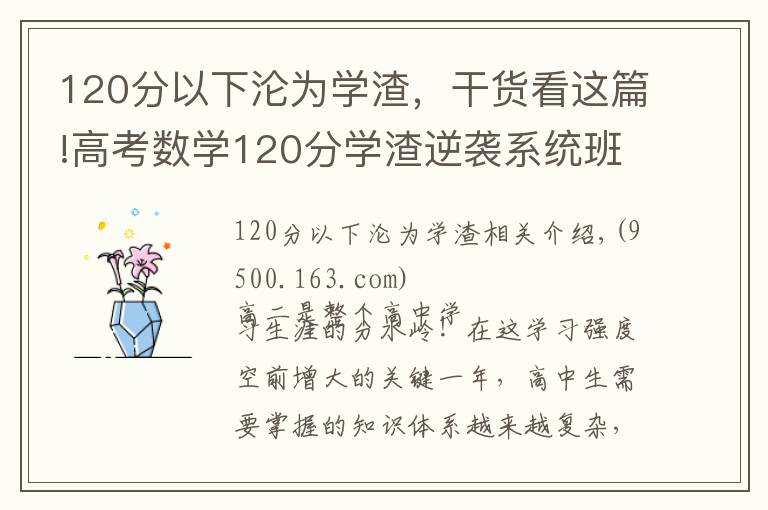 120分以下沦为学渣,干货看这篇!高考数学120分学渣逆袭系统班(核心方法+秒杀技巧+解题大招)