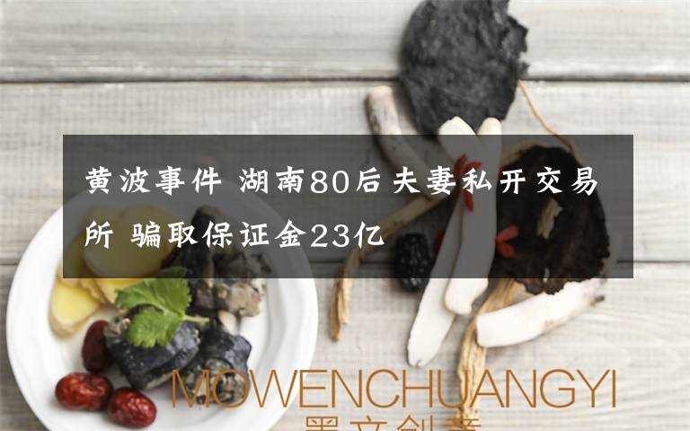 黄波事件 湖南80后夫妻私开交易所 骗取保证金23亿