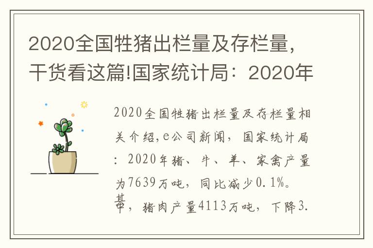 2020全国牲猪出栏量及存栏量,干货看这篇!国家统计局:2020年末生猪存栏40650万头 比上年末增长31%