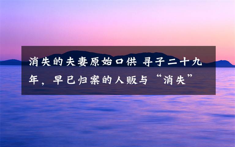 消失的夫妻原始口供 寻子二十九年,早已归案的人贩与“消失”的买家