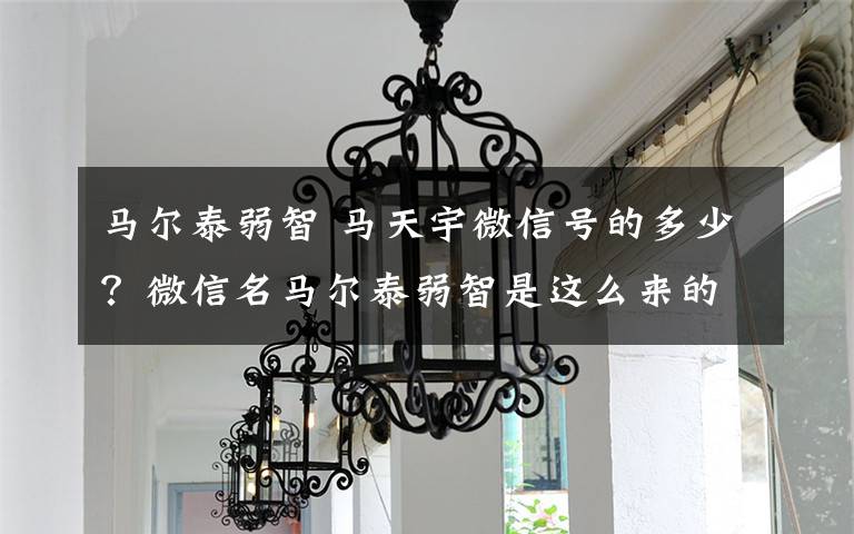 马尔泰弱智 马天宇微信号的多少？微信名马尔泰弱智是这么来的