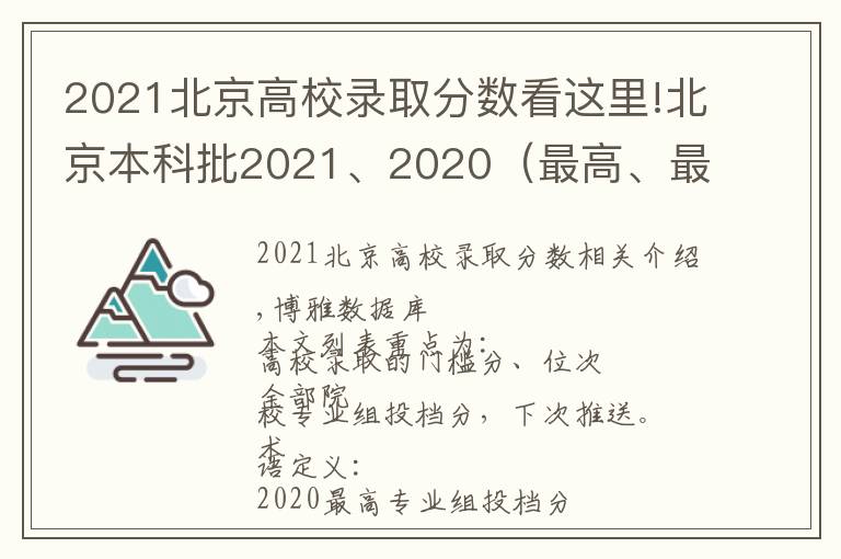 2021北京高校录取分数看这里!北京本科批2021、2020(最高、最低)投档线、位次对照表