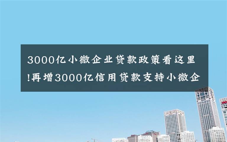 3000亿小微企业贷款政策看这里!再增3000亿信用贷款支持小微企业,政策来了您准备好了吗