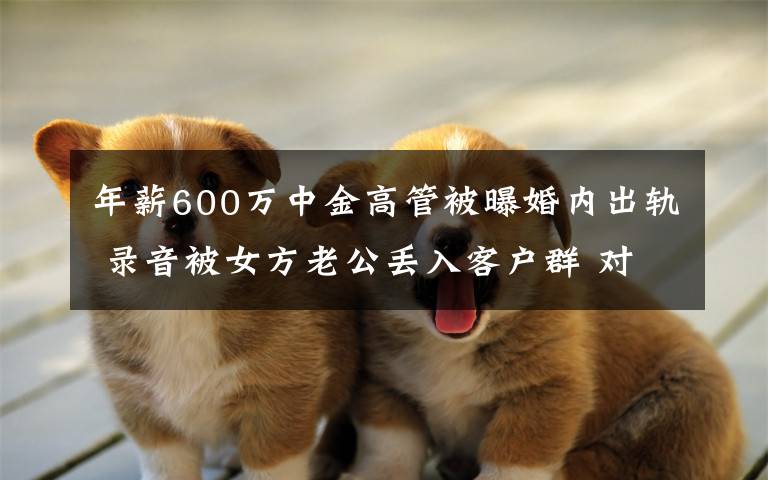 年薪600万中金高管被曝婚内出轨 录音被女方老公丢入客户群 对此大家怎么看?