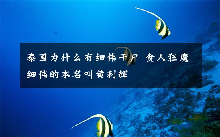 泰国为什么有细伟干尸 食人狂魔细伟的本名叫黄利辉