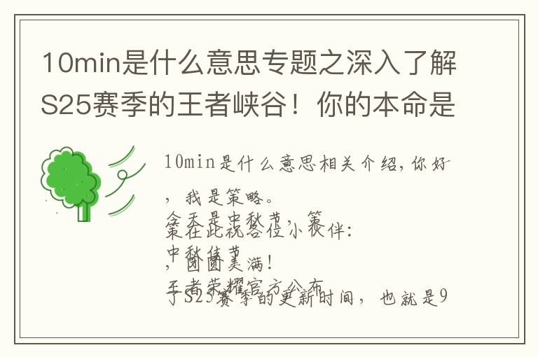 10min是什么意思专题之深入了解S25赛季的王者峡谷!你的本命是否安好?