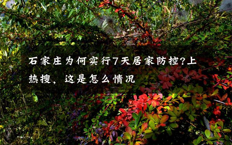 石家庄为何实行7天居家防控?上热搜,这是怎么情况