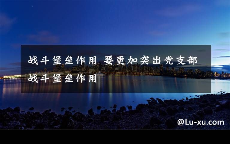 战斗堡垒作用 要更加突出党支部战斗堡垒作用