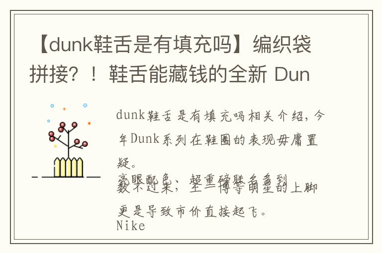 【dunk鞋舌是有填充吗】编织袋拼接?!鞋舌能藏钱的全新 Dunk 明年发售