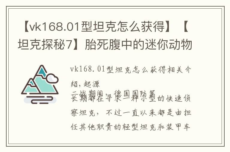 【vk168.01型坦克怎么获得】【坦克探秘7】胎死腹中的迷你动物园——VK16.02豹式