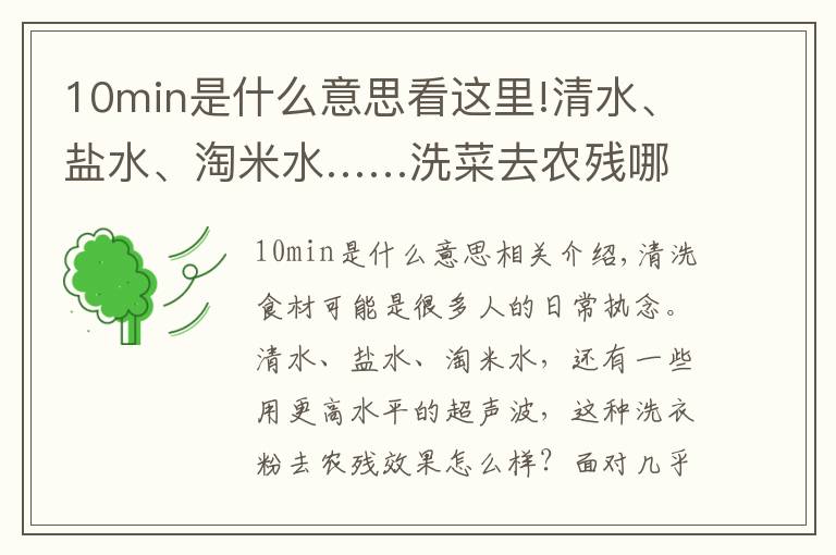10min是什么意思看这里!清水、盐水、淘米水……洗菜去农残哪家强?