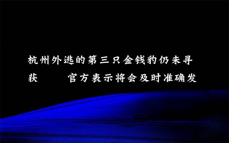 杭州外逃的第三只金钱豹仍未寻获   官方表示将会及时准确发布工作进展情况 事件详情始末介绍！