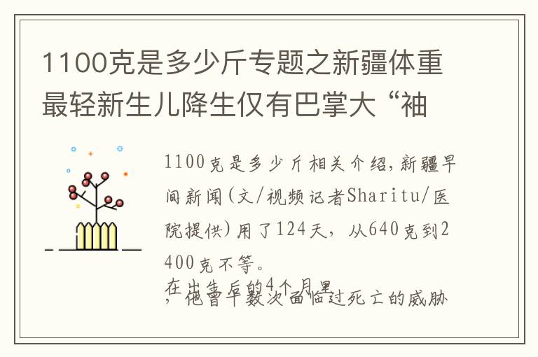 1100克是多少斤专题之新疆体重最轻新生儿降生仅有巴掌大 “袖珍宝宝”体重640克