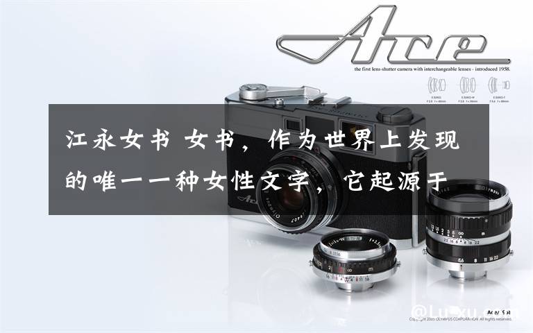 江永女书 女书，作为世界上发现的唯一一种女性文字，它起源于中国南部湖南省的江永县，所以又名江永女书。