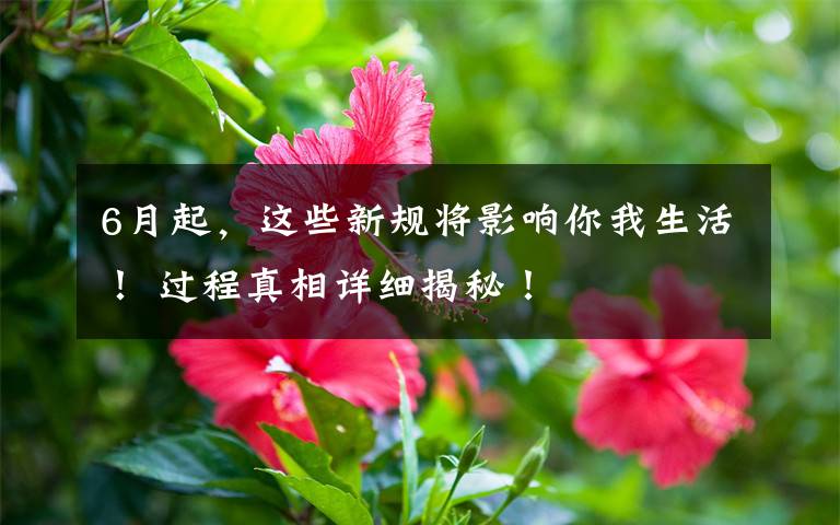6月起,这些新规将影响你我生活! 过程真相详细揭秘!